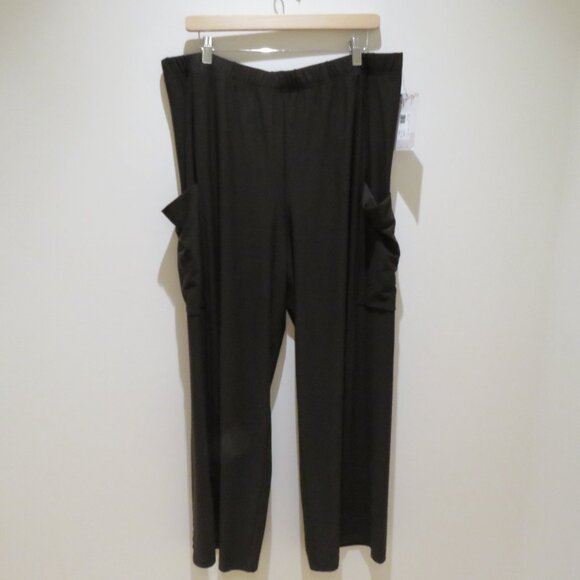 SYMPLI Flounce Relaxed Cargo Pants Wide Leg in Chocolate Lagenlook Size 18 NWT - Picture 2 of 12
